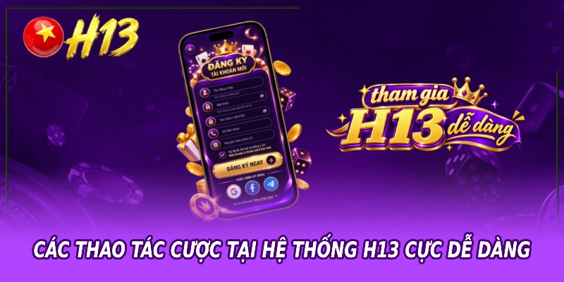 Các thao tác cược tại hệ thống H13 cực dễ dàng